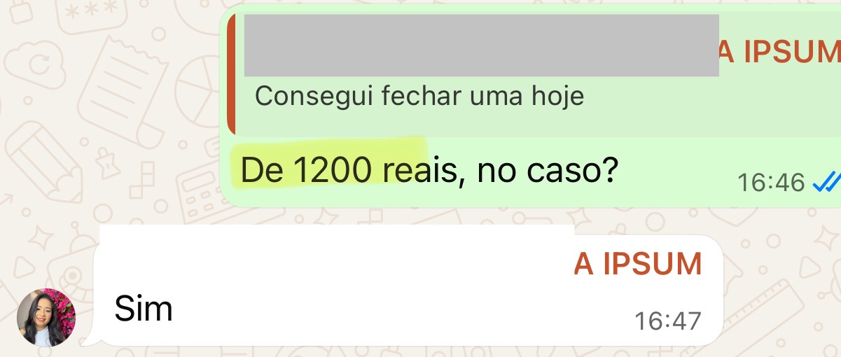 Aluna Graziele fechou serviço de R$ 1.200
